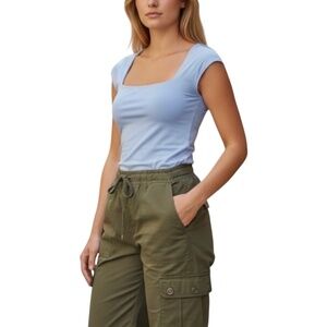 Elodie - Cornflower Blue Crop Top Size !arge